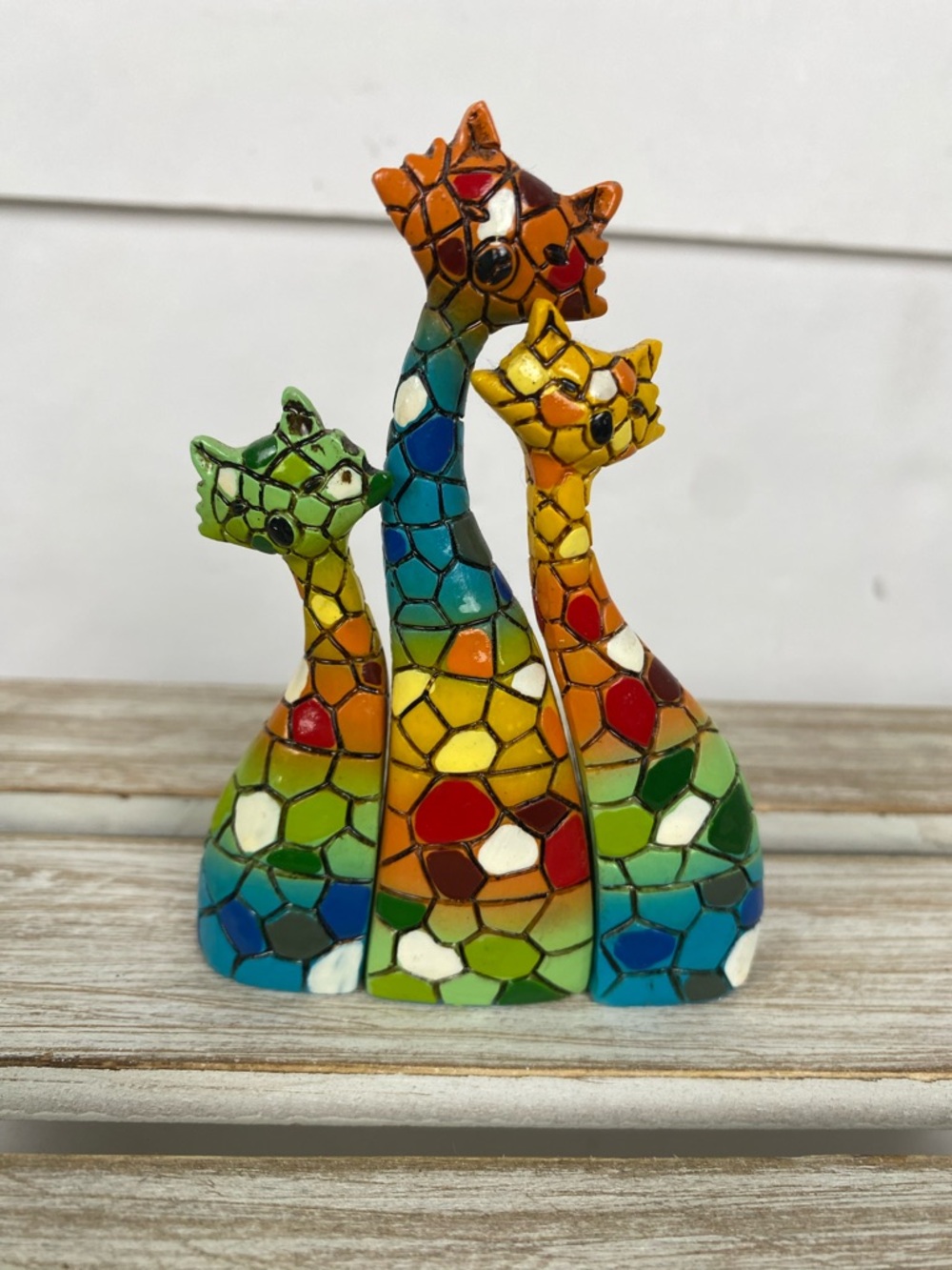 Multicolor Mosaic Art Cat Figurines 3 Cats colorful - Picture 2 of 10